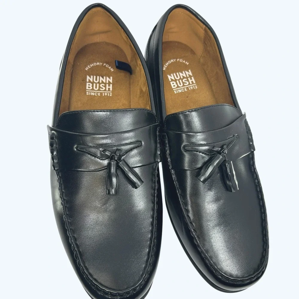 Nunn Bush Dark Academia Tassel Loafers 13 XW Classic Preppy Black Slip On Shoes